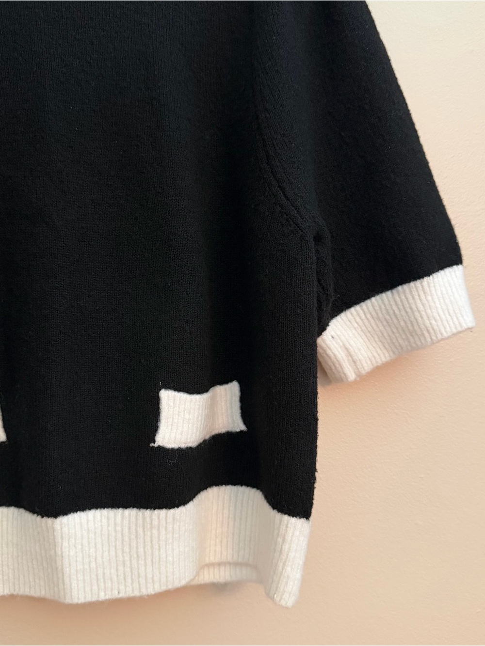 THML Black Drew Top Sweater | Puff Sleeve Contrast Trim | Size M - Picture 4 of 8